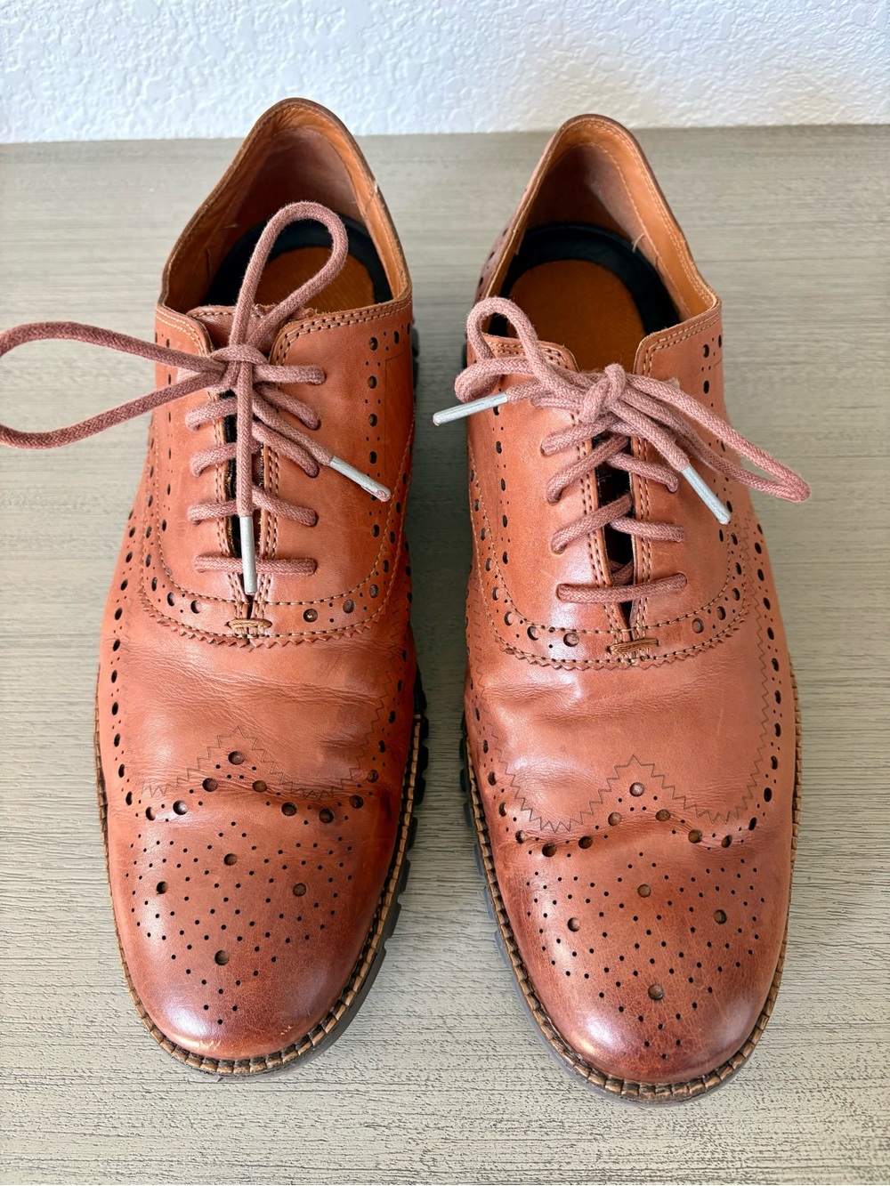 Cole Haan Zerogrand Oxford Wingtips in British Tan. Men’s 10.5
